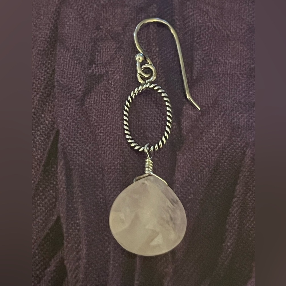 Silpada SINGLE EARRING ONLY Sterling Silver Drop Rose Quartz .